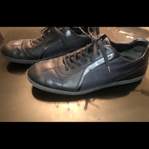 Black Louis Vuitton Lowtop Sneakers Sz 12 Used - Picture 1 of 6